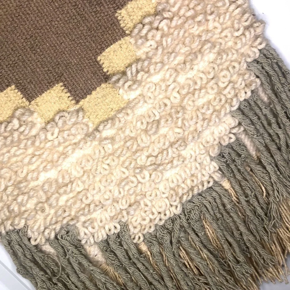 Woven Wool & Cotton Hanging Wall Tapestry with Wood Rod